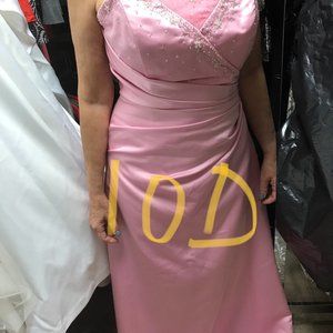 Formal Full Length Pink Beaded Satin